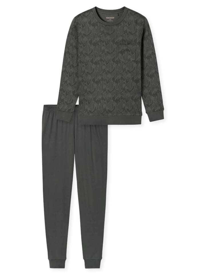 

Schiesser Мужская длинная пижама темно-зеленого цвета