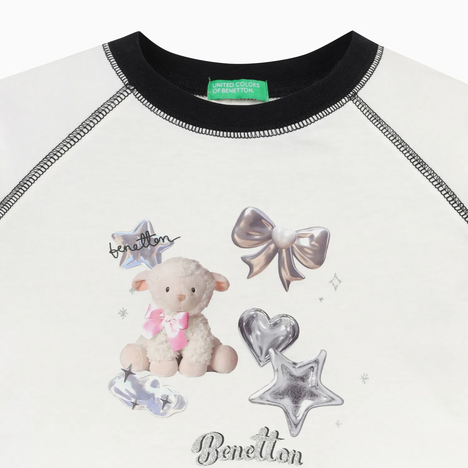 Детская футболка Diary Graphic, айвори, от Benetton Kids — фото 3