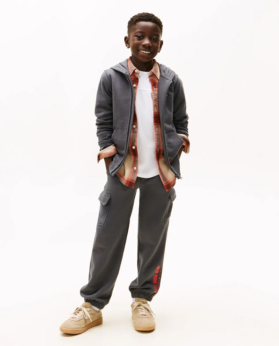 

Детские спортивные брюки длинные в стиле карго с контрастным логотипом Tommy Hilfiger, темно-серый