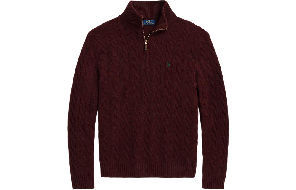 Кабельная вязка свитер с полузастежкой Polo Ralph Lauren, красный — фото 3