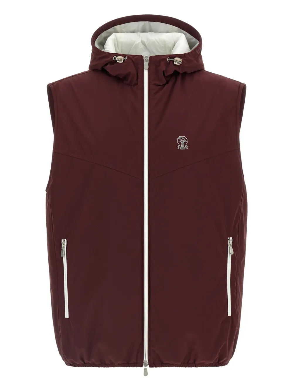 

Дутый жилет с капюшоном Brunello Cucinelli, красный