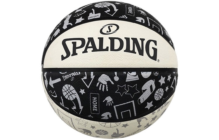 

SPALDING Граффити резиновый баскетбольный мяч black white размер 7 тренировочный unisex Китай