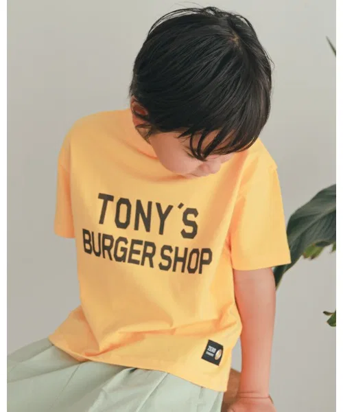 Детская футболка ZERO standerd TONY'S BURGER SHOP с принтом жёлтая