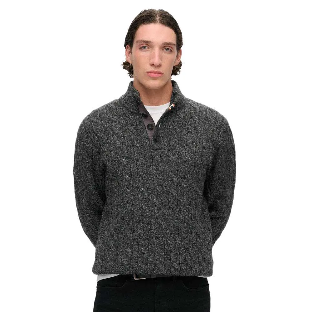 

Свитер Superdry Cable Button high neck, серый