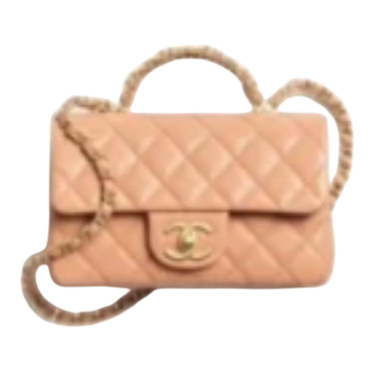 CHANEL Сумка-крошка Grain Embossed Shiny Calfskin & Gold Metal женская Camel — фото 2