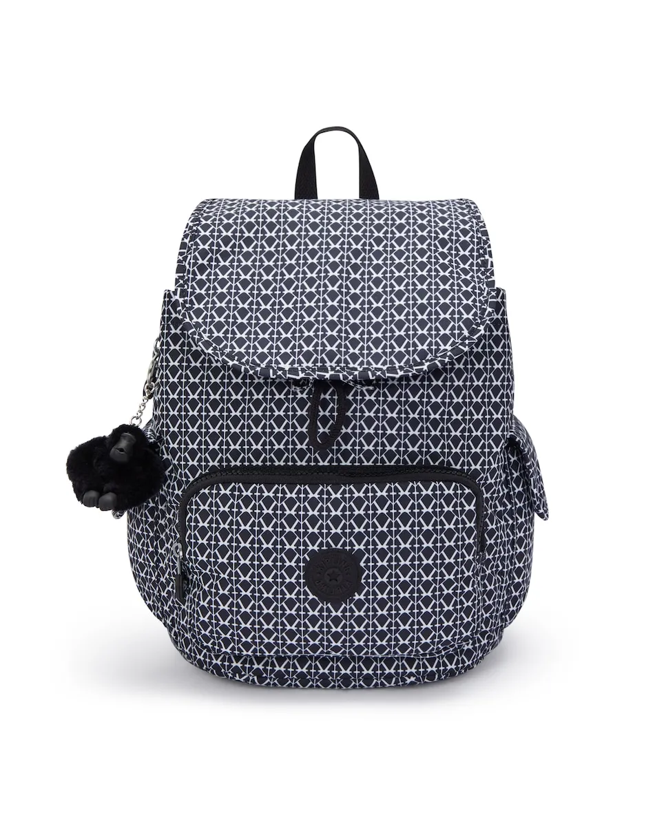 

Женский рюкзак City Pack S с магнитной застежкой с черным принтом Kipling, черный