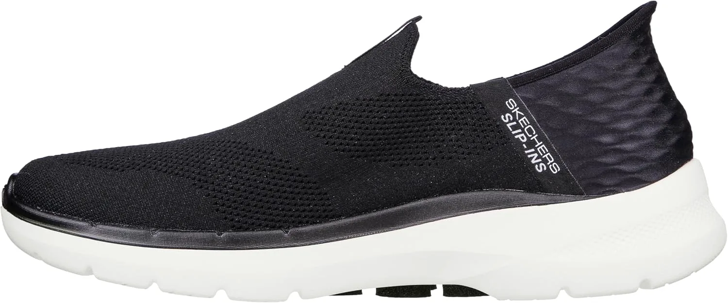Мужские слипоны Skechers: GO Walk 6 - Легкие кроссовки для ходьбы на пуговицах, черно-белый — фото 2