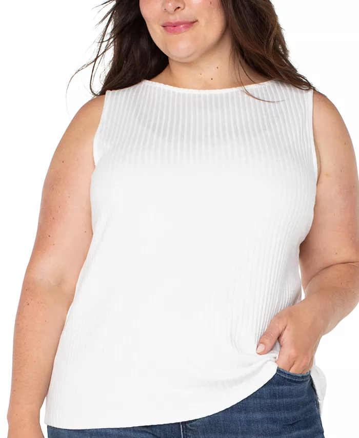 

Ребристый топ Liverpool Plus Size без рукавов с вырезом-лодочкой Liverpool Los Angeles, белый