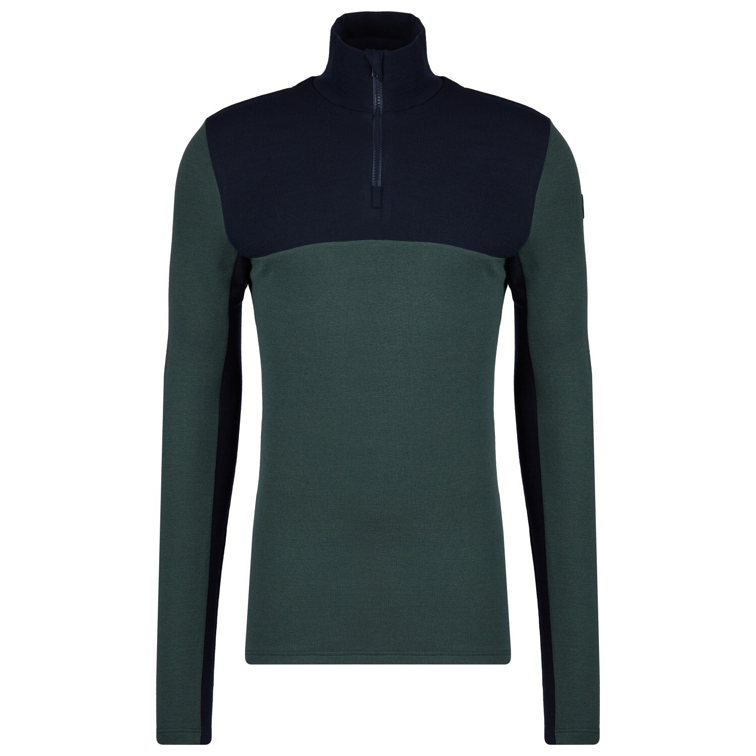 

Лонгслив из мериноса We Norwegians Tryvann Colblock Zipup, цвет Dark Green/Navy Blue