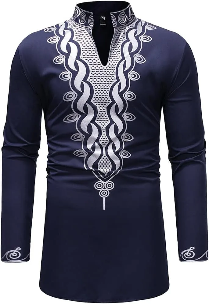 

Yankia мужская дашики африканская одежда Printed Shirt Traditional Tops Slim Fit