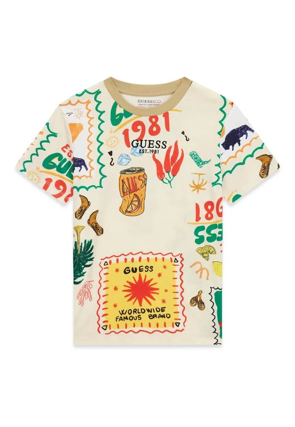 Футболка с принтом bedrucktes Guess, Gemustert Multicolor