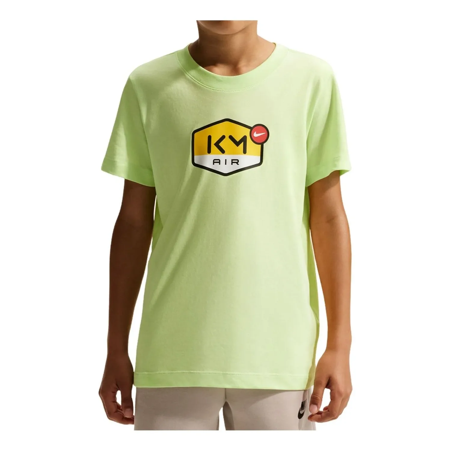 (GS) Футболка Nike Dri-FIT 'Kylian Mbappé - Light Liquid Lime', зеленый