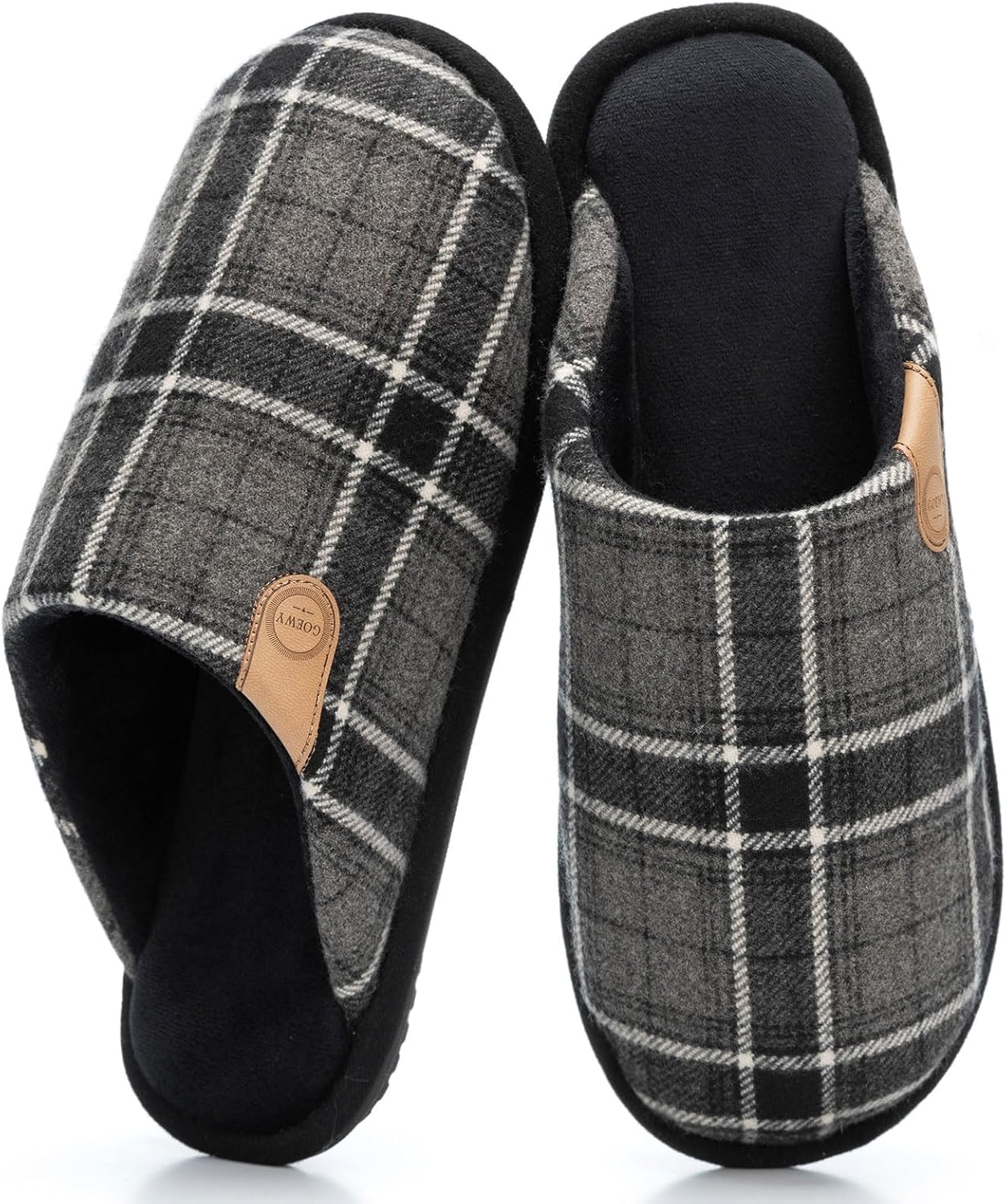 

Мужские тапочки для дома, теплые мягкие хлопковые тапочки для мужчин с эффектом памяти, подарок для мужчин, папы Goewy, черный/серый