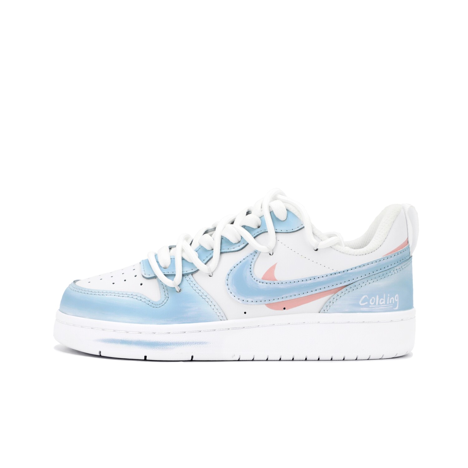 

Кроссовки Nike Court Borough Skateboard Shoes Women's Low-Top White Blue, Синий, Кроссовки Nike Court Borough Skateboard Shoes Women's Low-Top White Blue