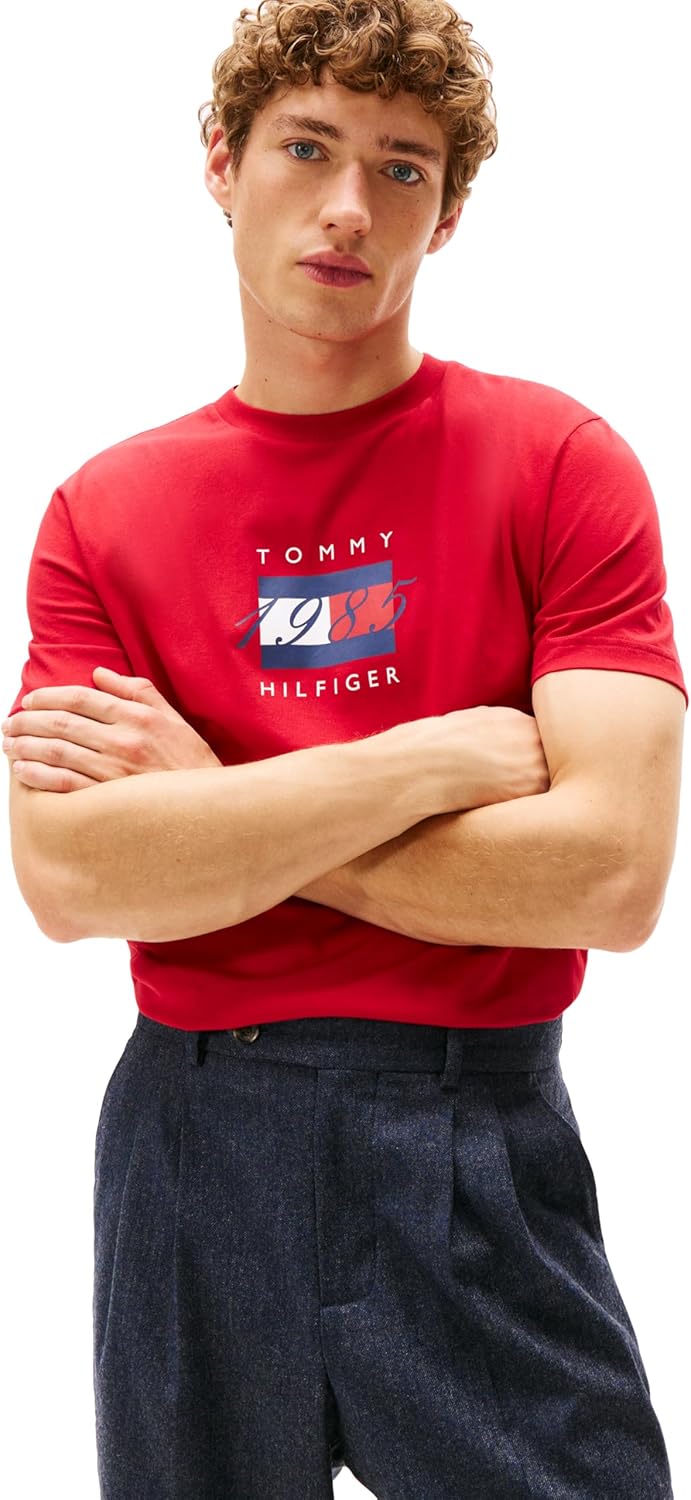

Мужские хлопковые футболки Tommy Hilfiger с коротким рукавом и принтом в виде линейного флага, Medium Red, Красный, Мужские хлопковые футболки Tommy Hilfiger с коротким рукавом и принтом в виде линейного флага, Medium Red