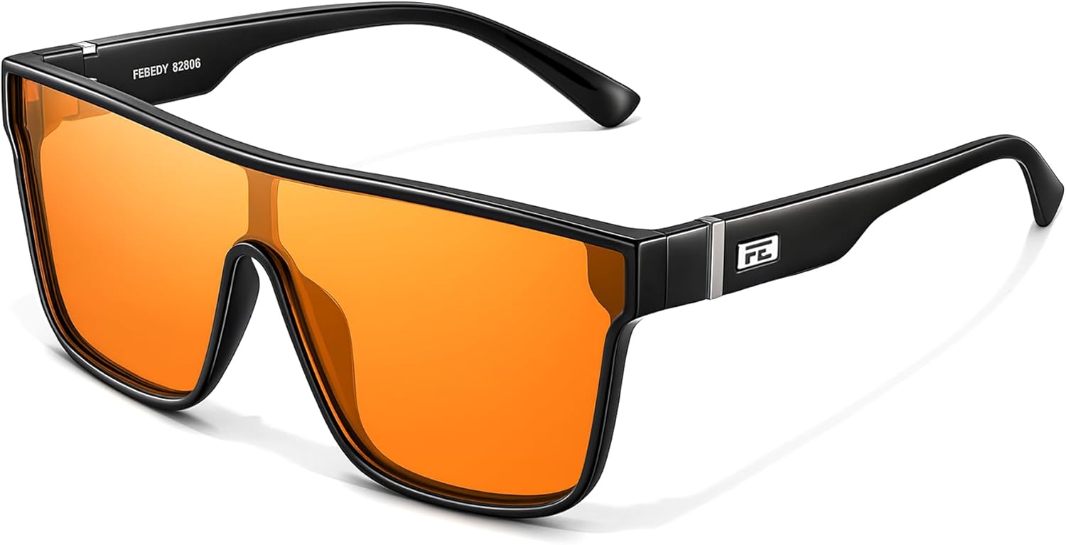 

Солнцезащитные очки FEISEDY для женщин и мужчин, модные зеркальные линзы, солнцезащитные очки для вождения и пляжа с защитой от УФ-излучения UV400, модель B2996, Black Frame & Orange Lens