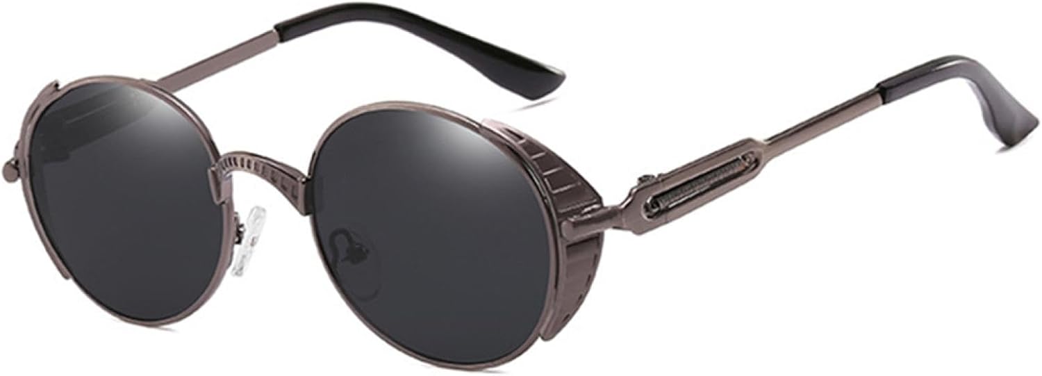 

Готические солнцезащитные очки в стиле стимпанк для женщин и мужчин, винтажные, ретро, ​​овальные, металлические, с защитой от УФ-излучения UV400 VFDHN, Gun Frame Black