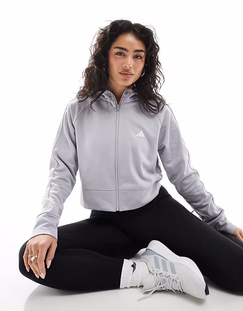 

Толстовка с капюшоном Adidas Performance Game and Go на флисовой подкладке серого цвета