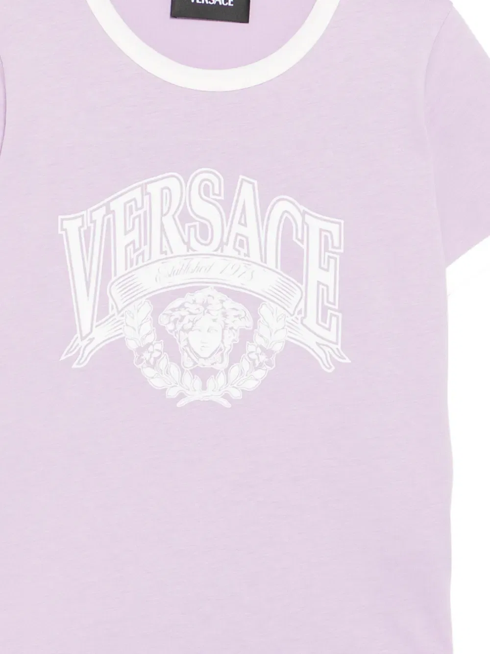 Хлопковая футболка с принтом Versace Kids, фиолетовый — фото 3