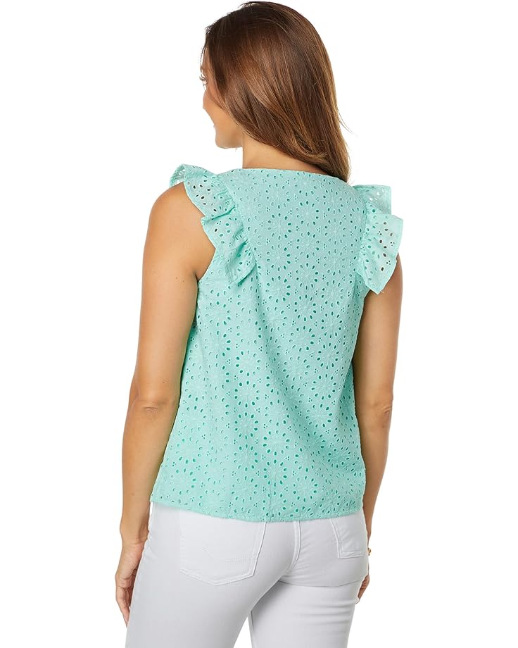 

Топ Lilly Pulitzer Lina Eyelet Top, цвет Surf Blue Neon Sunburst Eyelet