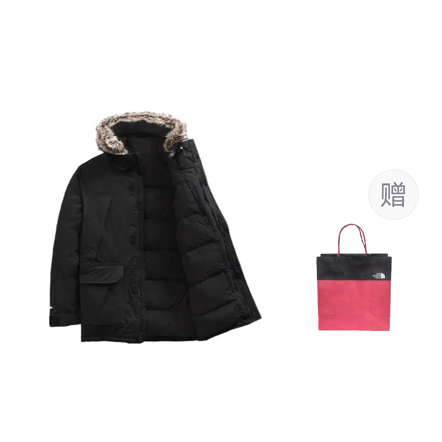 

Пуховик мужской черный подарочный пакет The North Face