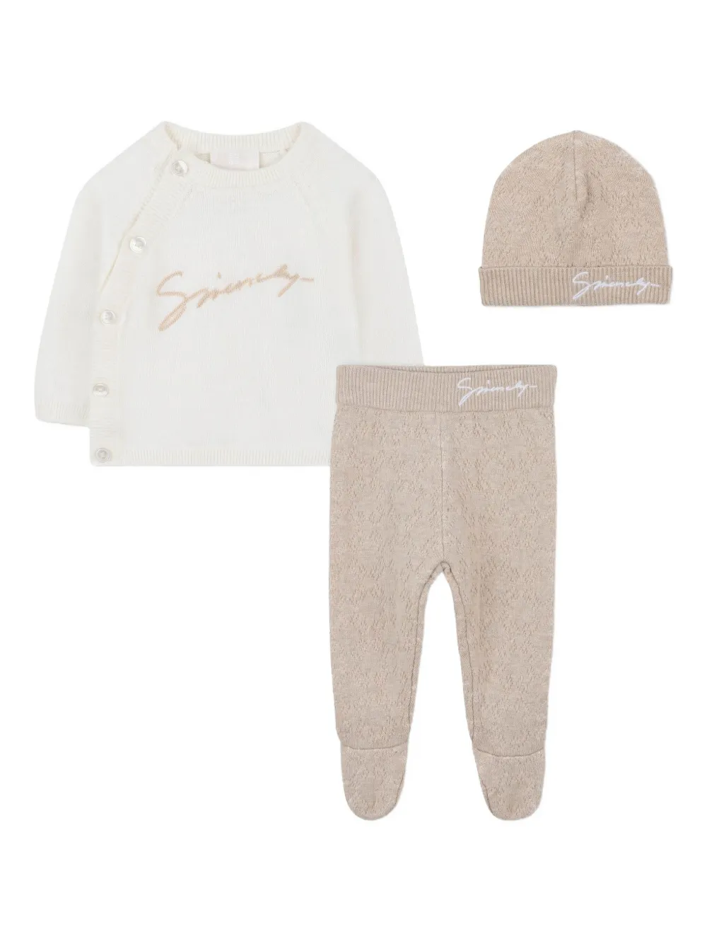 

Комплект из трех предметов с вышитым логотипом Givenchy Kids, белый