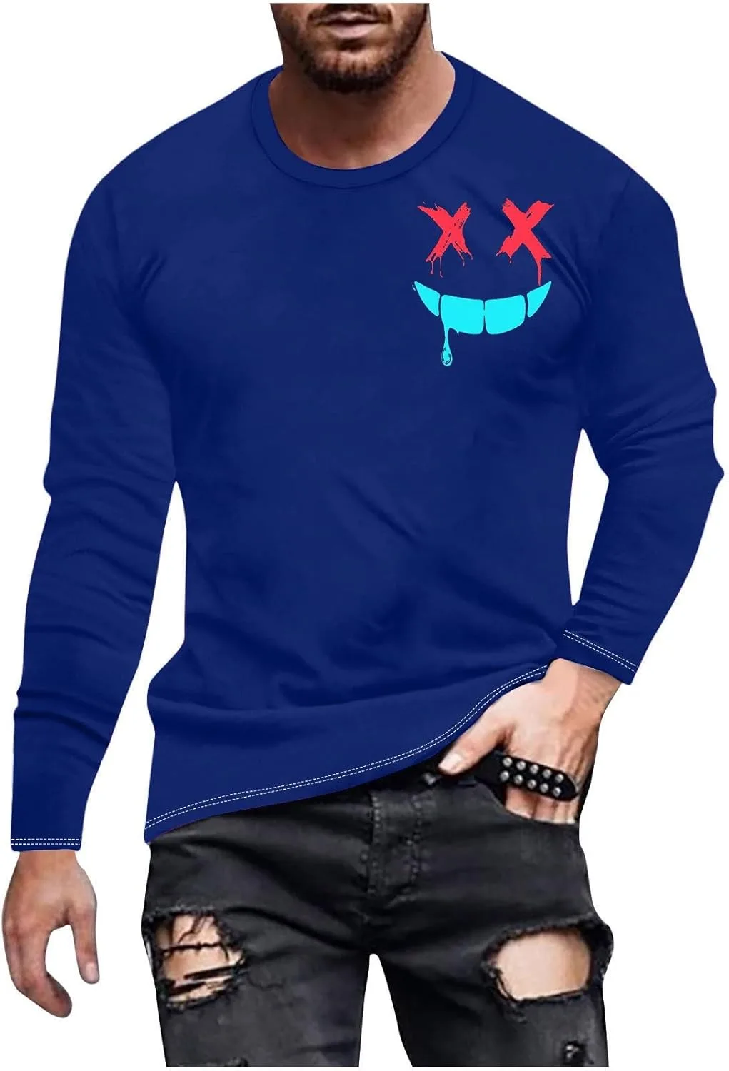 Мужская футболка с длинным рукавом Casual Fashion Crewneck