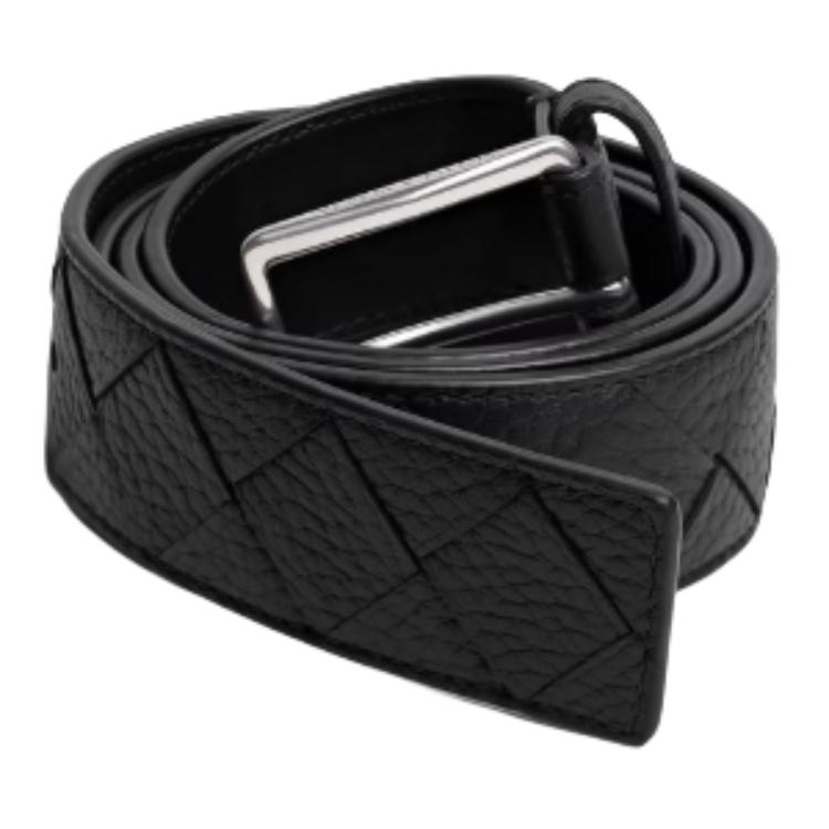 Bottega Veneta Ремень мужской из коровьей кожи черный, ширина 35 см — фото 2