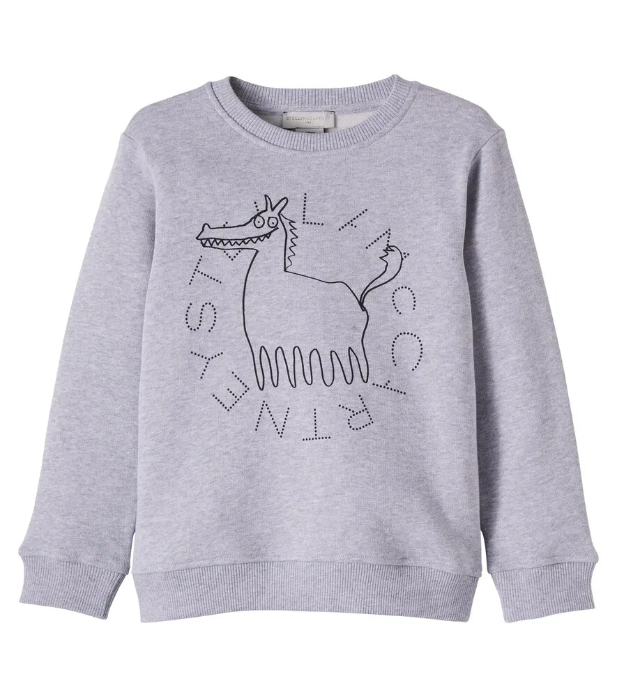 Толстовка из хлопкового трикотажа с логотипом Stella McCartney Kids, серый