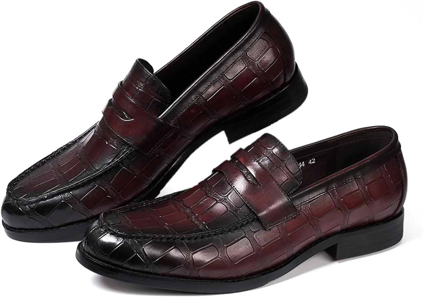 Мужские лоферы Santimon Mens Penny, формальные туфли на утяжке, из натуральной кожи с закругленным носком, мокасины для бизнеса и повседневной носки, для выпускного, свадьбы, комфортные модные туфли под смокинг для мужчин, красный — фото 2