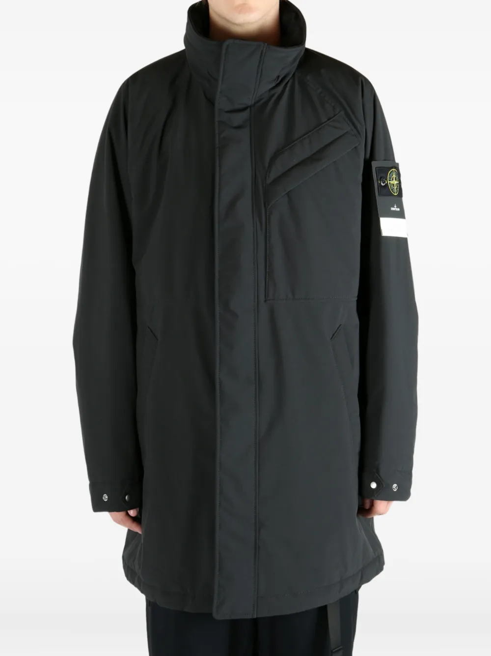 Пальто с высоким воротом и накладными карманами Stone Island, черный — фото 2
