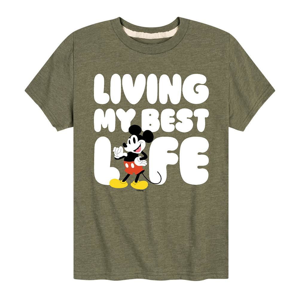 

Футболка Disney's с Микки Маусом для мальчиков 8–20 лет Living Best Life с рисунком, зеленый