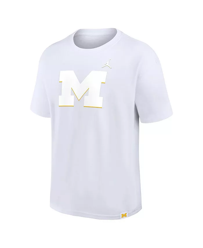 Мужская белая футболка Michigan Wolverines 2-Hit Statement Max90 Jordan — фото 3