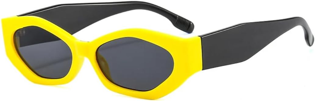 

Популярные модные солнцезащитные очки «кошачий глаз» в форме многоугольника для женщин, ретро-очки с разноцветными овальными линзами, защита от УФ-излучения UV400 для мужчин UATXTAU, Yellow Black Gray