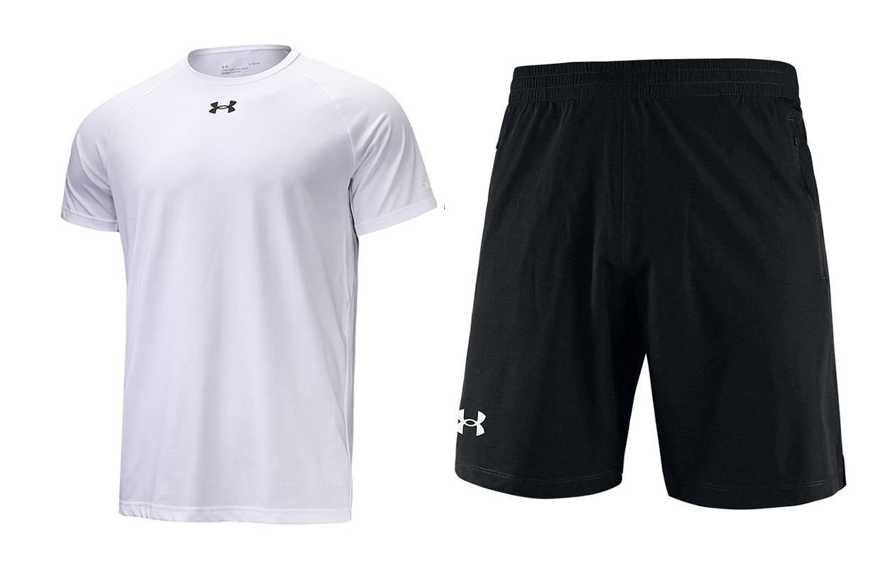 

Повседневный спортивный костюм мужской Under Armour (белая футболка + черные шорты)