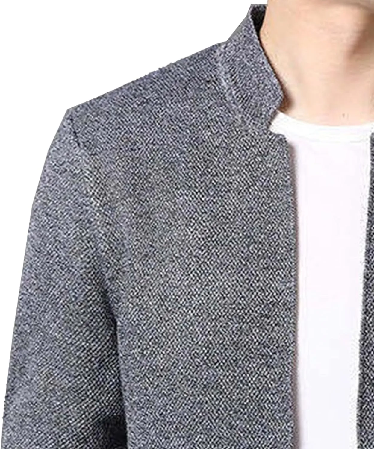 Мужской кардиган с вырезом под горло, классический вязаный свитер, slim fit — фото 4