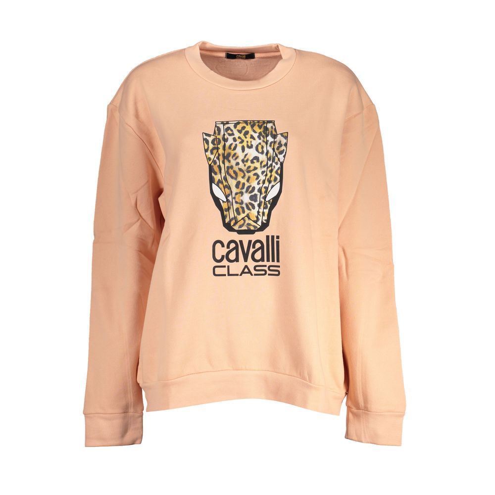 

Элегантный розовый флисовый свитер с круглым вырезом cavalli CLASS