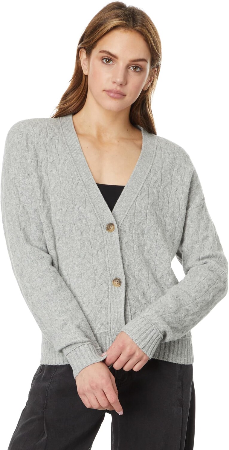 

Свитер Cozy Cable Stitch Cardigan Lucky Brand, цвет Light Heather Gray