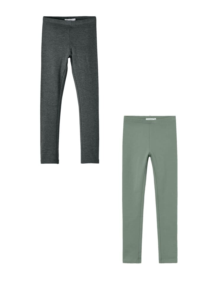

Леггинсы name it 2er Set Regular Fit weich bequem Basic, цвет grau-grün
