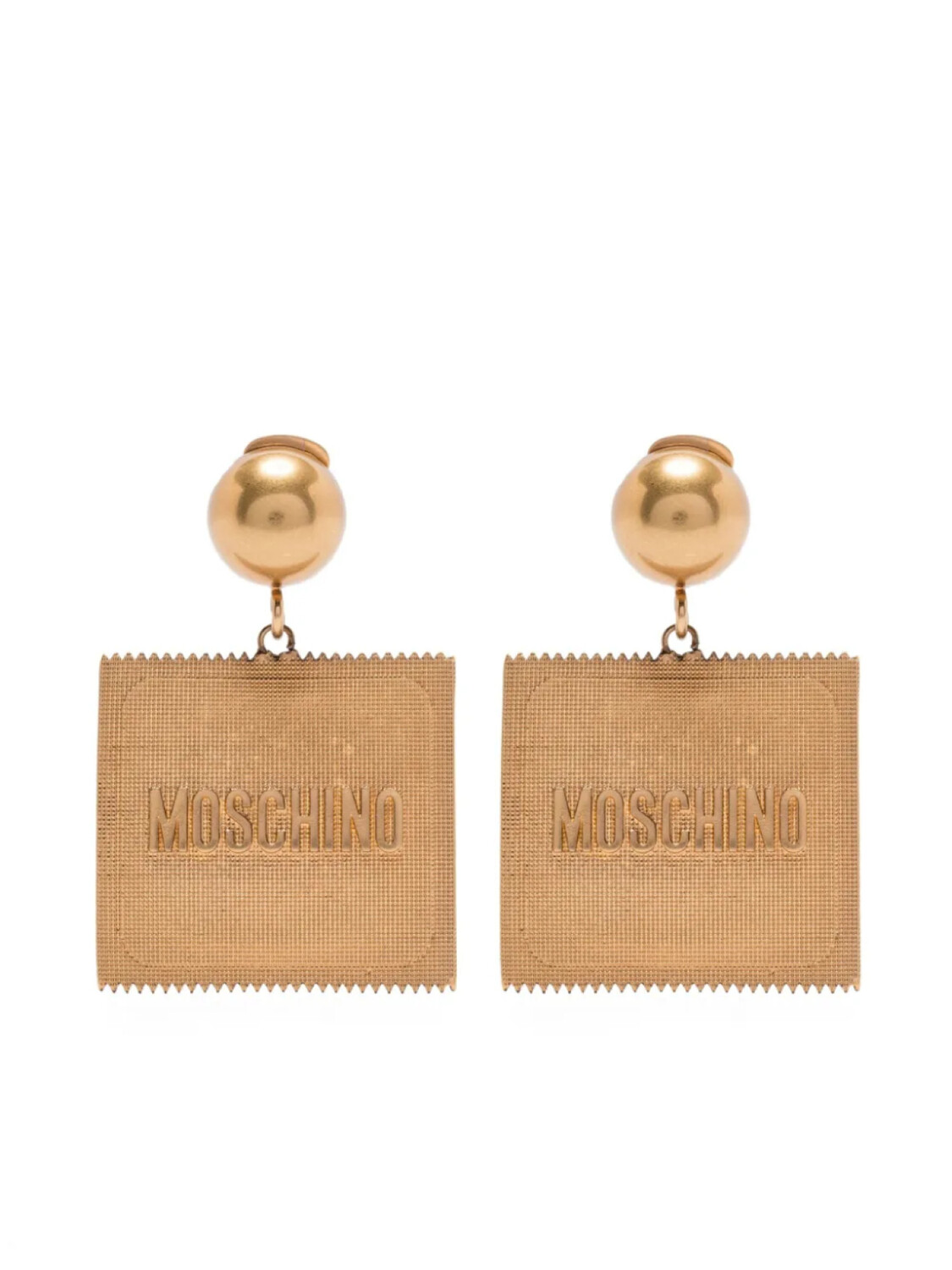 

Moschino серьги-клипсы с тисненым логотипом, золотой