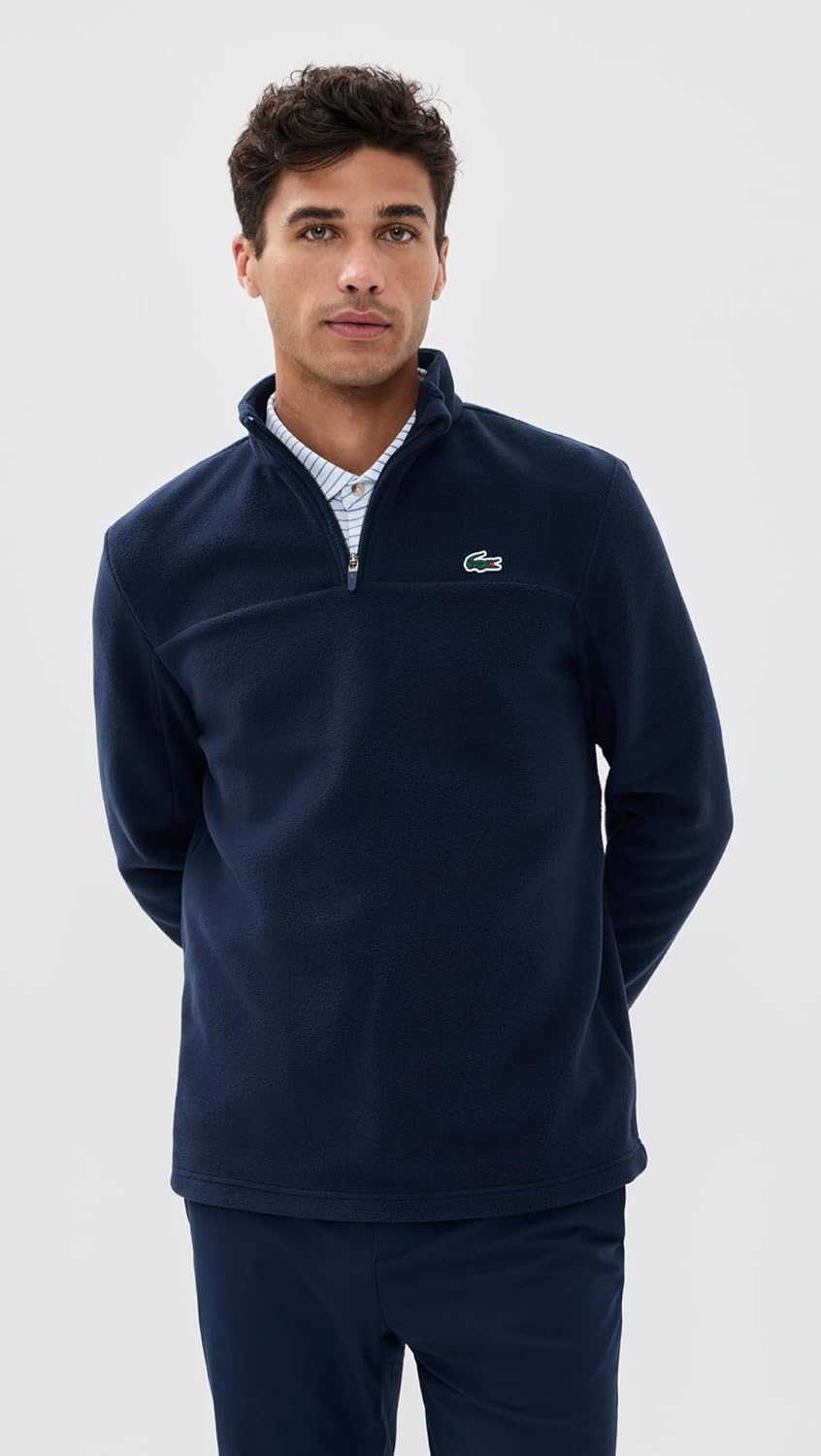Lacoste мужская поларфлисовая толстовка на четверть молнии, Navy Blue — фото 2