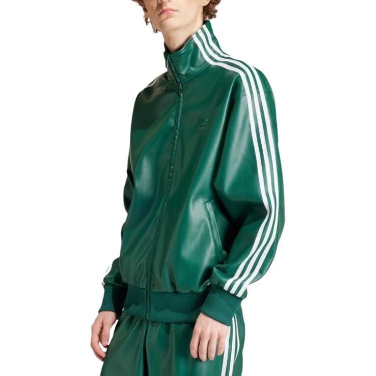 Куртка Adidas Originals Deportiva Addicoolor 3 stripes Synthetic skin, зеленый — фото 2