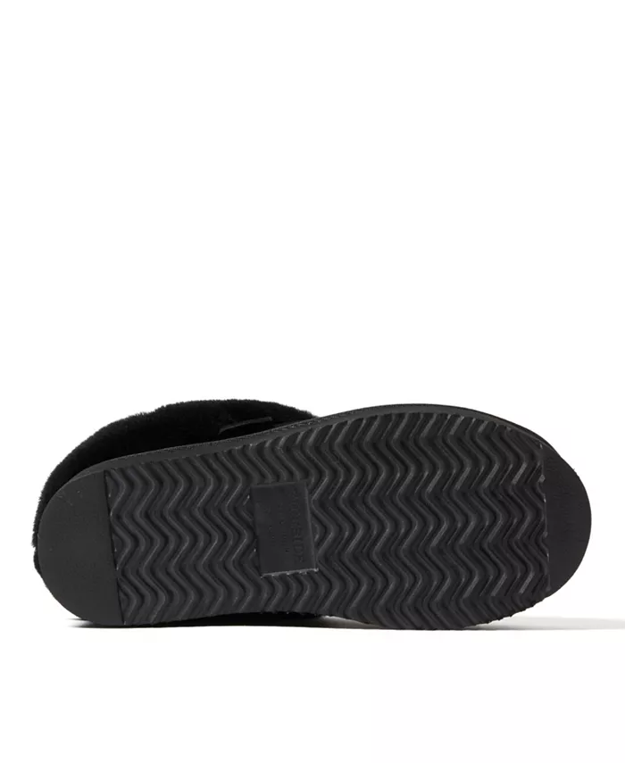 Fireside by Women's Bendigo - Квадратные платформенные тапочки-клоги из натуральной овчины с стеганой отделкой Dearfoams, черный — фото 3