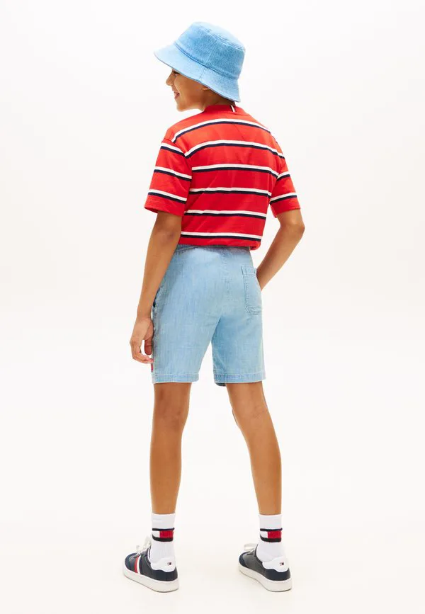 Волнистые шорты с узором «елочка», свободные джинсовые шорты Tommy Hilfiger, Denim Medium — фото 4