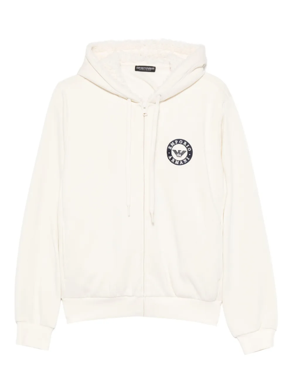 

Худи на молнии с вышитым логотипом Emporio Armani, белый