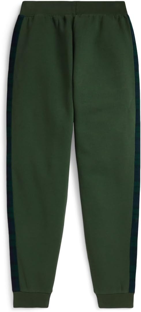Флисовые брюки-джоггеры с клетчатой отделкой Polo Ralph Lauren Kids, Bottle Green — фото 2