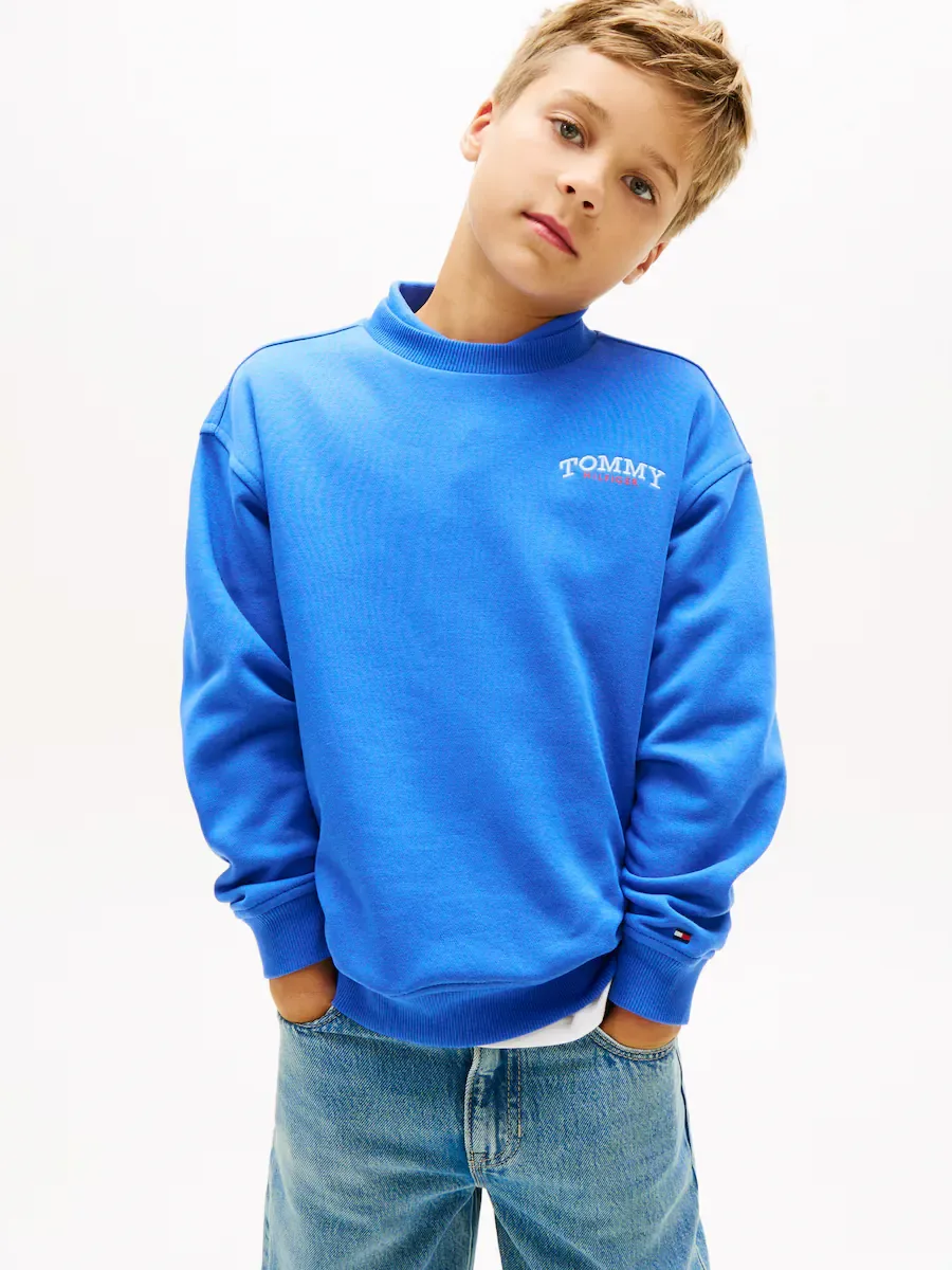 Детская толстовка с логотипом на груди Tommy Hilfiger, синий