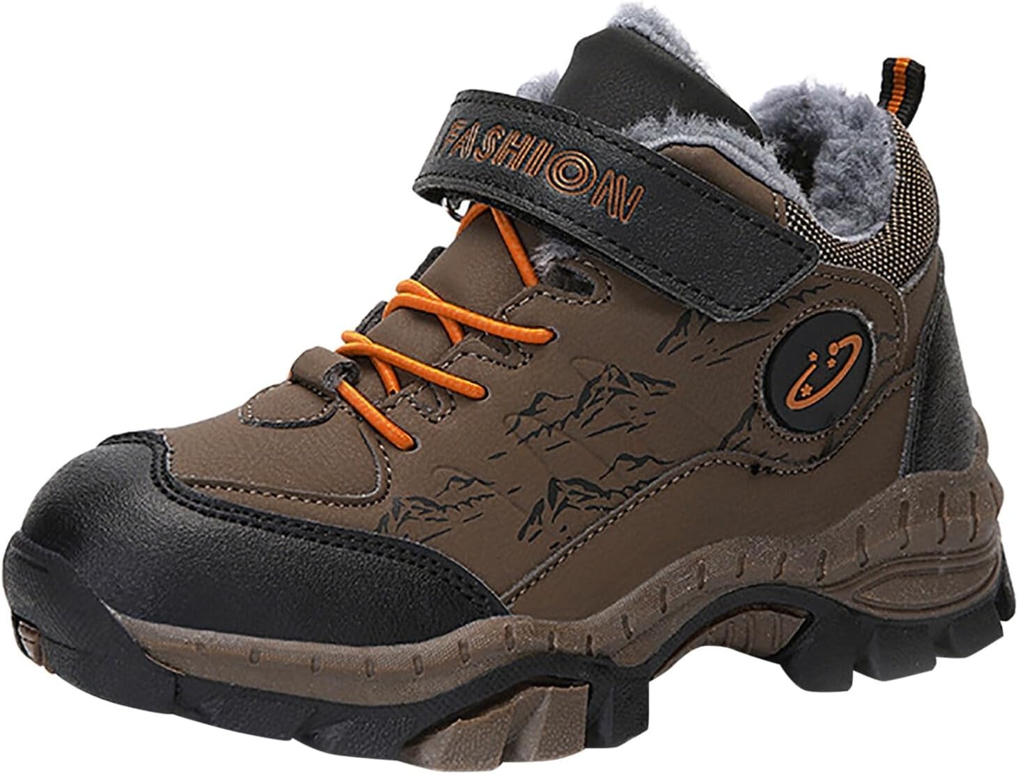 

Детские зимние сапоги для малышей, утепленные флисом, противоскользящие, с искусственным мехом, уличные ботинки на щиколотку, походная обувь JEUROT, Brown