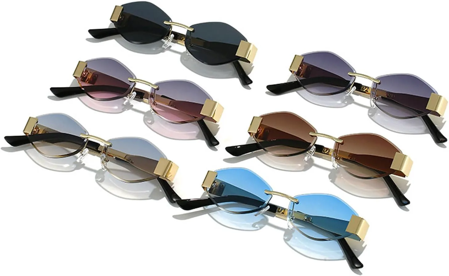 

Солнцезащитные очки Laureles в стиле ретро без оправы, многоугольные, металлические, для мужчин и женщин, винтажные солнцезащитные очки без оправы для женщин, C6