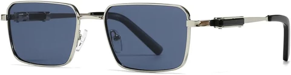 

Поляризованные прямоугольные солнцезащитные очки в стиле панк для мужчин, роскошные ретро-солнцезащитные очки в стиле стимпанк для вождения, защита от УФ-излучения UV400 TVTBBVV, C4 Silver Blue